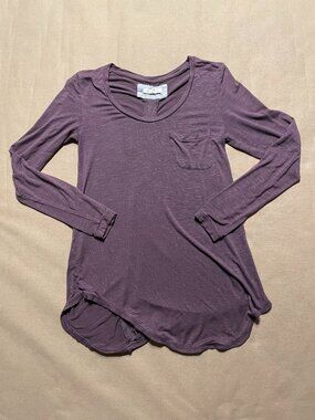 Pure + Gold Anthropologie Long-Sleeve Tee Women's XS Purple BOHO Lagenlook